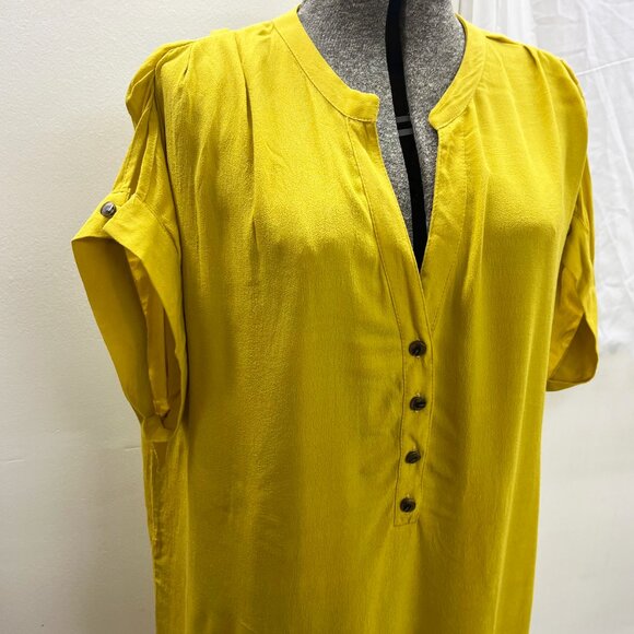 Crepe Tunic | Caftan style | Size M | Golden Yellow - Mustard - Picture 6 of 7